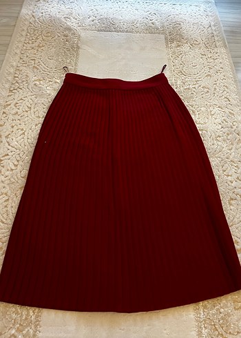 Bordo Pilili Triko Etek - Görsel 2