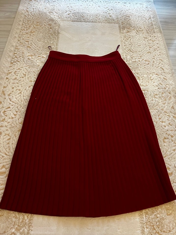 Bordo Pilili  Triko Etek - Görsel 2