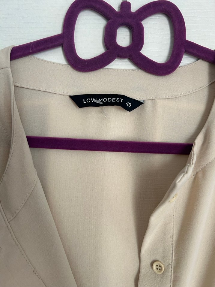 Bej Düğmeli Hamile Midi Bluz - Görsel 2