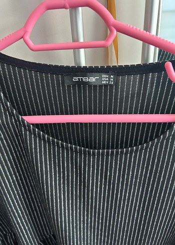 Gri Çizgili Pilili Kadın Bluz - Görsel 2