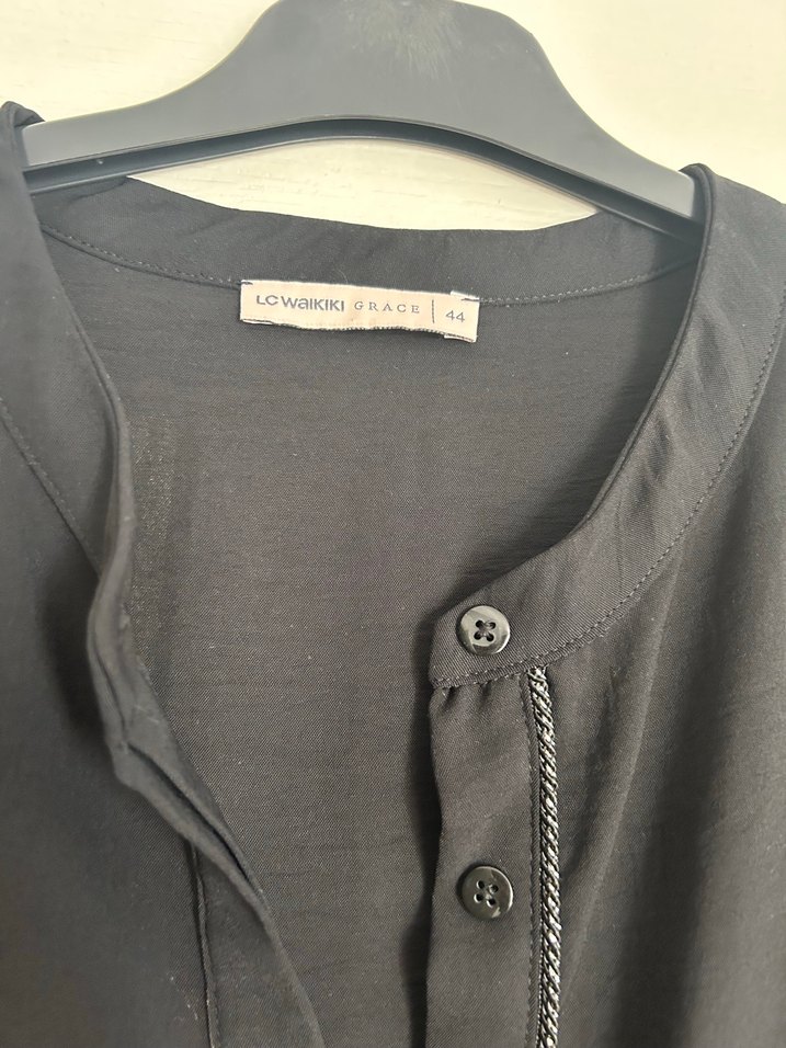 Siyah Düğmeli Uzun Kollu Hamile Bluzu - Görsel 3