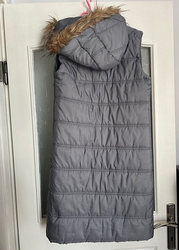 Gri Kürk Detaylı Midi Kadın Yelek - Görsel 3