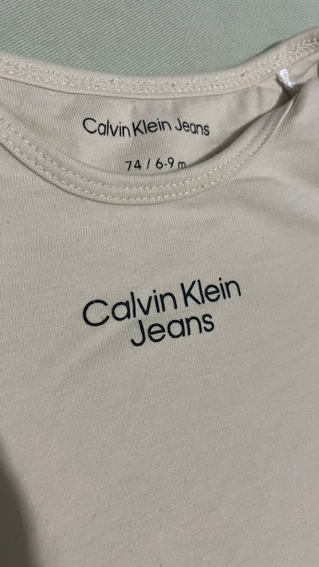 Calvin Klein Beyaz Uzun Kollu Bebek Body - Görsel 3