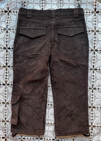 Kahverengi kadife kapri şortolon - Görsel 8