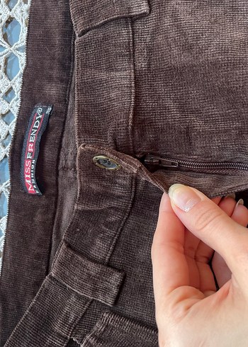 Kahverengi kadife kapri şortolon - Görsel 6