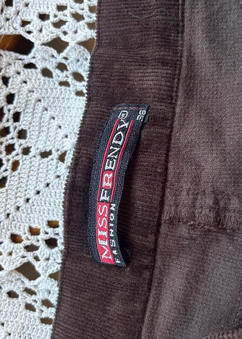 Kahverengi kadife kapri şortolon - Görsel 3