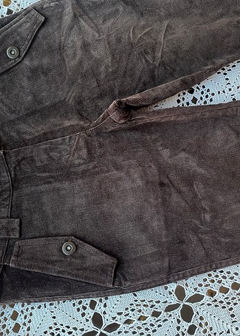 Kahverengi kadife kapri şortolon - Görsel 2