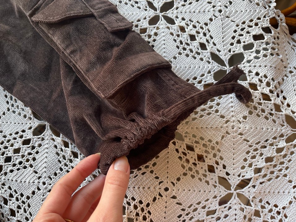 Kahverengi kadife kapri şortolon - Görsel 4