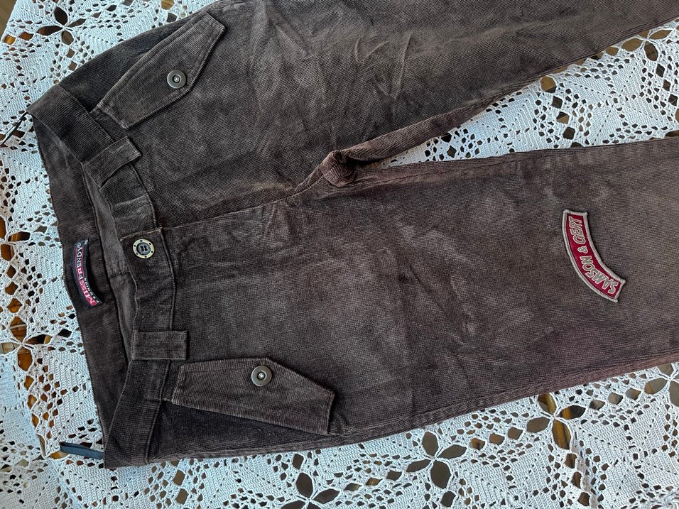 Kahverengi kadife kapri şortolon - Görsel 2