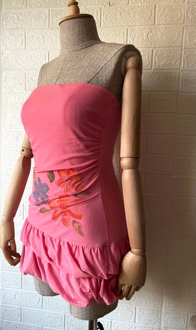 Pembe Straplez vakkorama elbise - Görsel 2