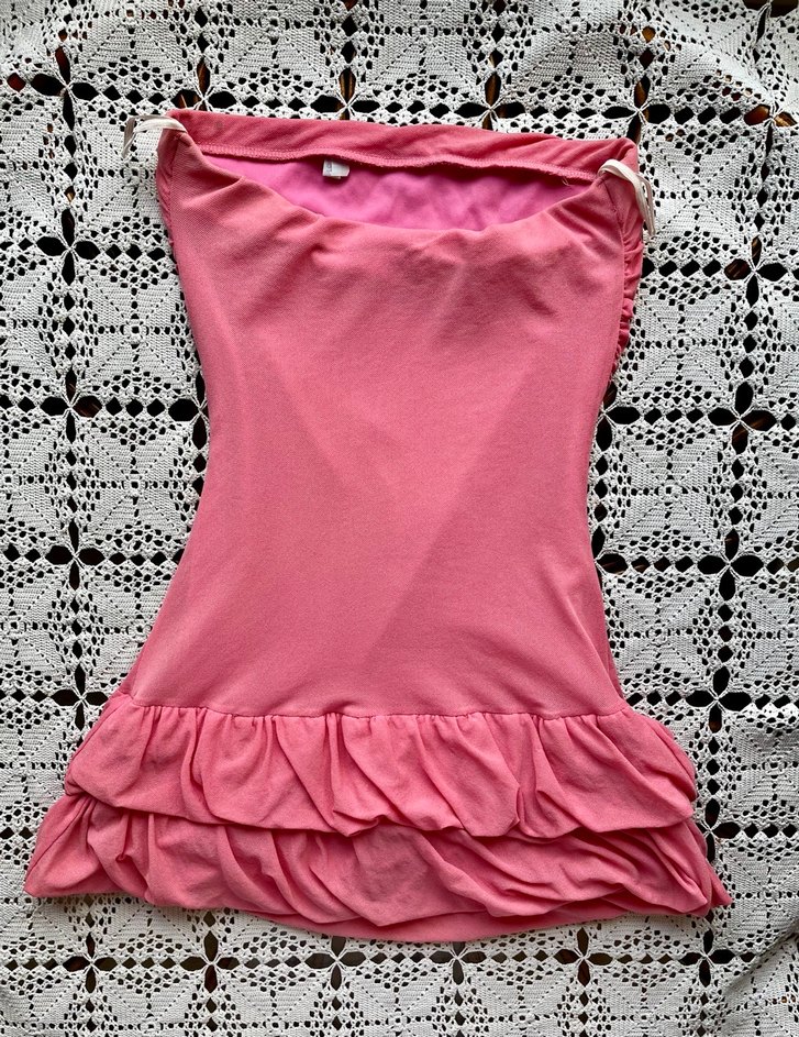 Pembe Straplez vakkorama elbise - Görsel 5