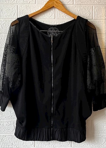 Siyah Mini Goth Kadın tül hırka - Görsel 2