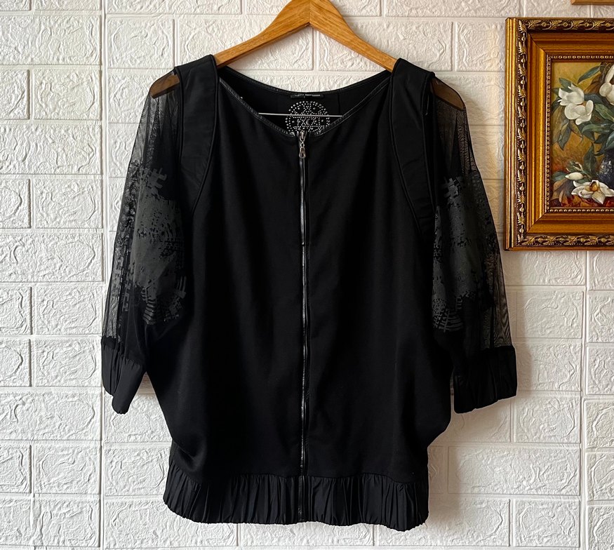 Siyah Mini Goth Kadın tül hırka - Görsel 2