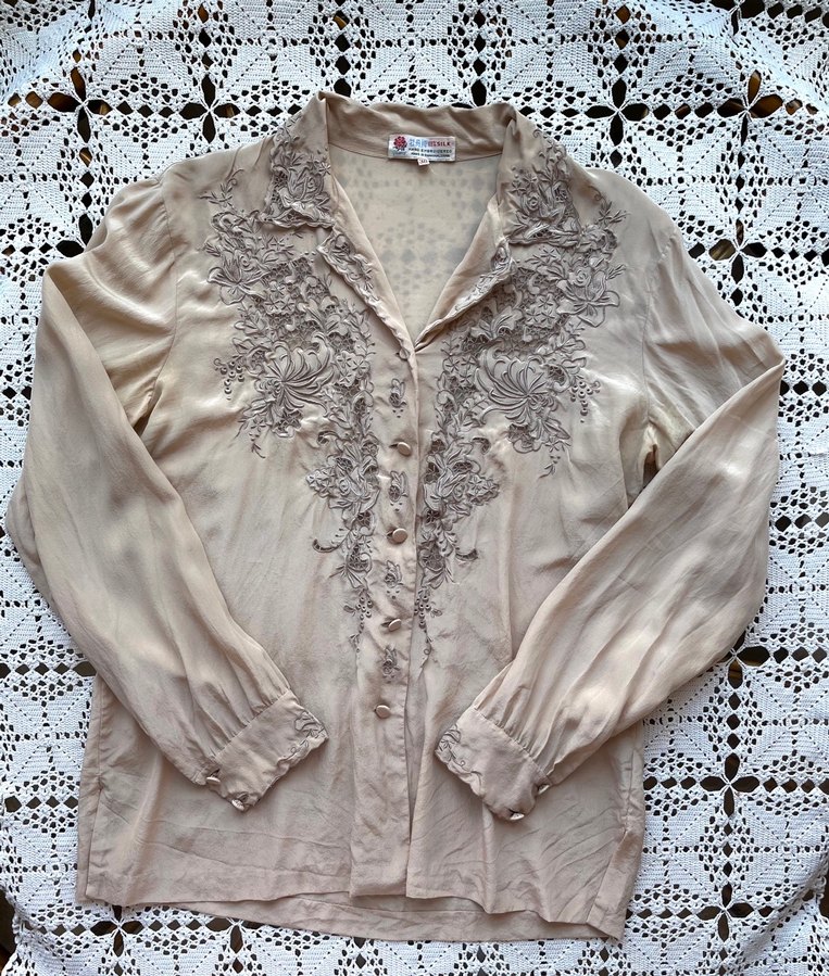 %100 ipek el işçiliği zarif gömlek - Görsel 5