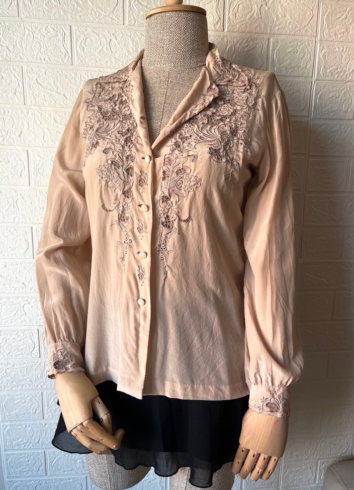 %100 ipek el işçiliği zarif gömlek - Görsel 2