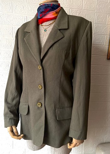 Vintage haki blazer ceket - Görsel 2