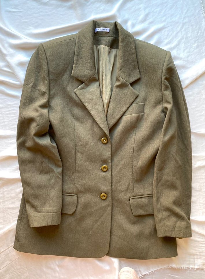 Vintage haki blazer ceket - Görsel 4