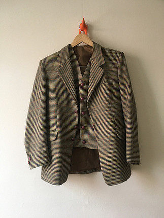 Vintage ceket yelek takım