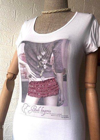 Y2k 2000s tişört pullu simli - Görsel 3