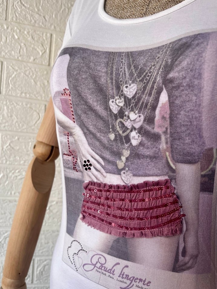 Y2k 2000s tişört pullu simli - Görsel 2