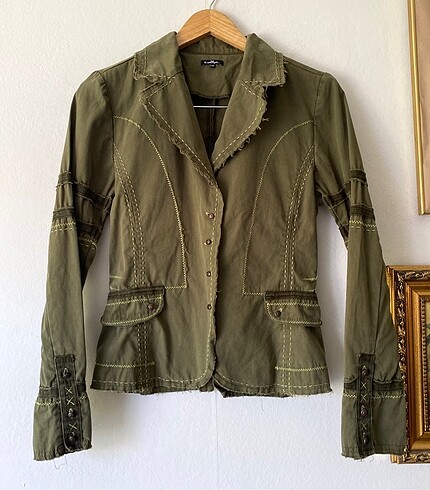Etnik esintili işlemeli blazer ceket