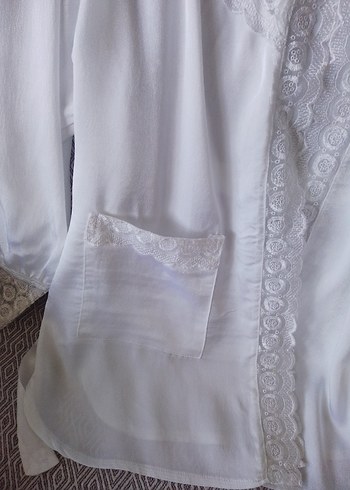 40 Beden Nakışlı Beyaz Vintage Kadınpijama takım.