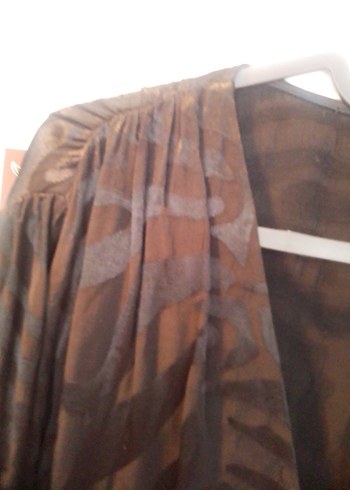 H&M Kahverengi Zebra Desenli Uzun Kollu Bluz