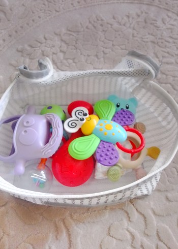 Renkli Bebek Diş Kaşıyıcı ve Çıngırak Seti - Görsel 4