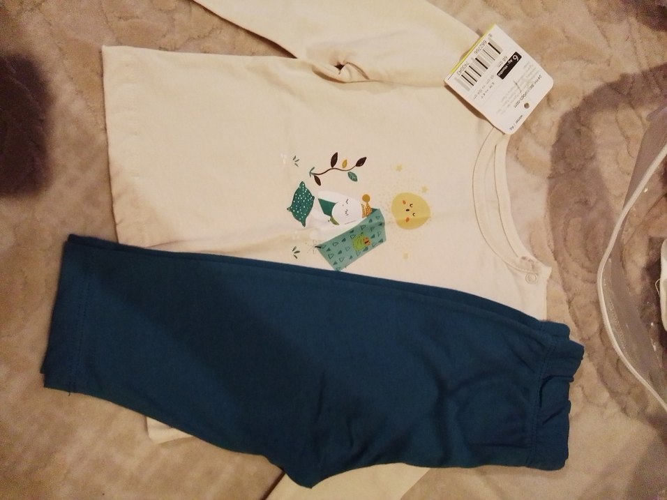 Beyaz Baskılı Uzun Kollu Bebek Takımı - Görsel 2