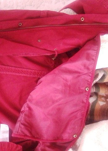 Bordo Kadın Midi Boy Kürklü Mont - Görsel 5