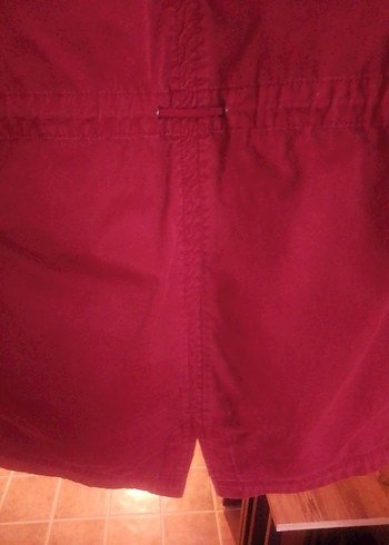 Bordo Kadın Midi Boy Kürklü Mont - Görsel 3