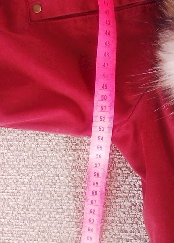 Bordo Kadın Midi Boy Kürklü Mont - Görsel 8