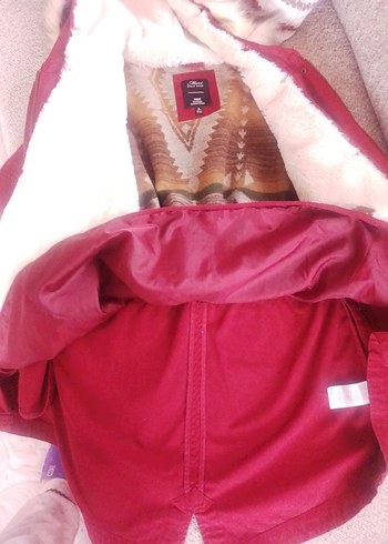 Bordo Kadın Midi Boy Kürklü Mont - Görsel 11