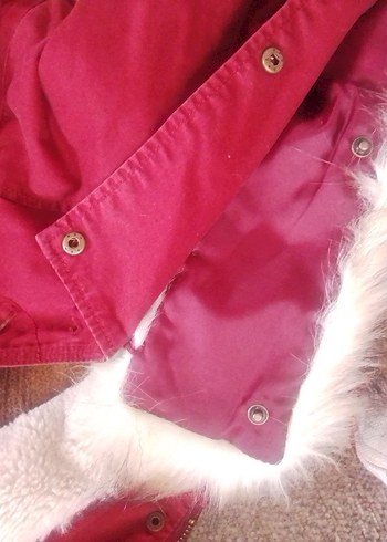 Bordo Kadın Midi Boy Kürklü Mont - Görsel 12