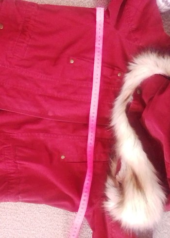 Bordo Kadın Midi Boy Kürklü Mont - Görsel 4