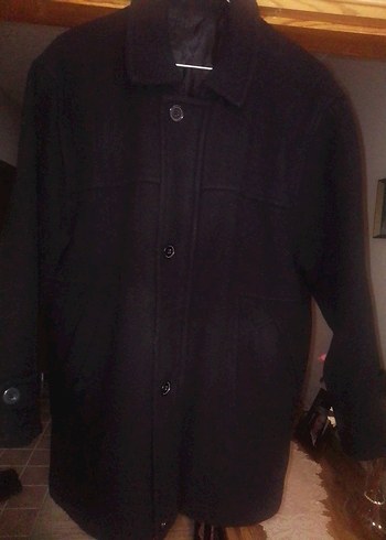 Düğmeli Siyah Erkek Midi Kaban - Görsel 2