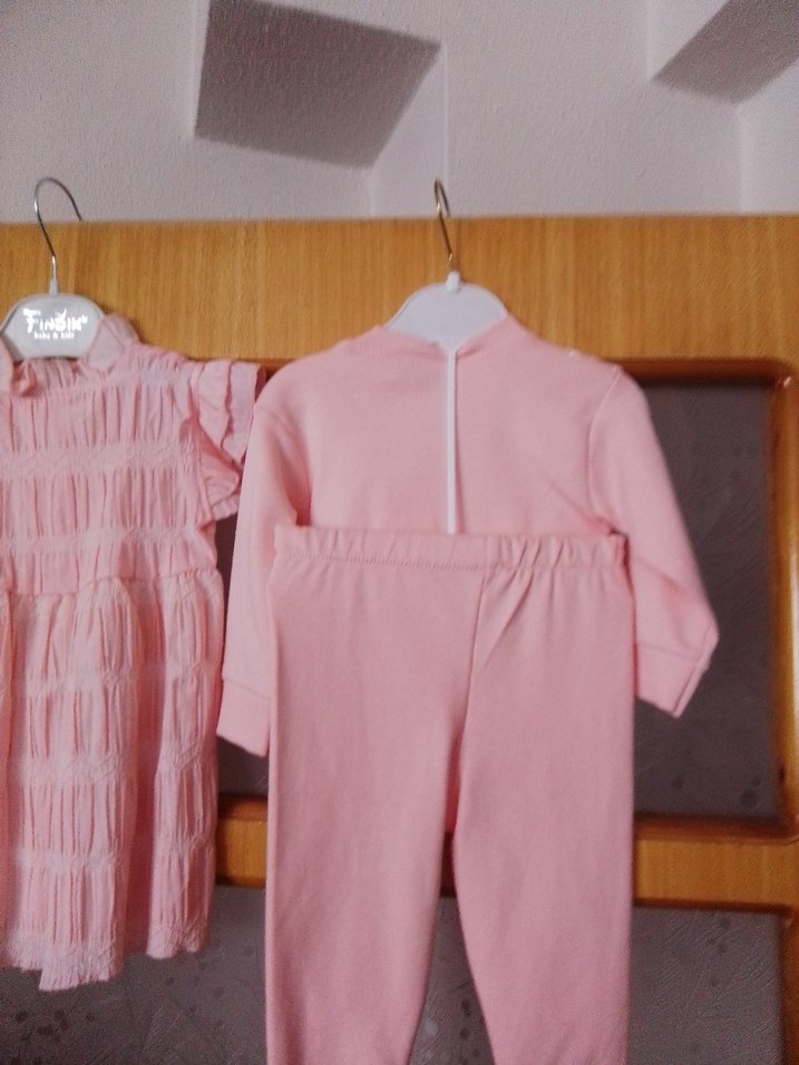 Pembe Kız Bebek Fırfırlı Elbise ve Nakışlı Takım - Görsel 4