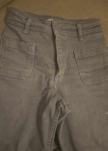 Düğmeli Gri çocuk Denim Pantolon