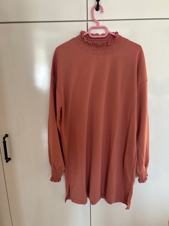 Kiremit rengi Fırfırlı  tunik - Görsel 2