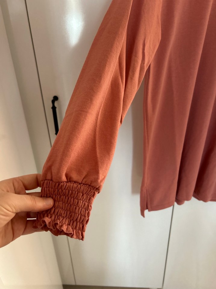 Kiremit rengi Fırfırlı  tunik - Görsel 3