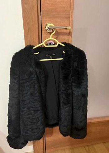 Zara Siyah Kadın Kürk Detaylı Midi Ceket - Görsel 2