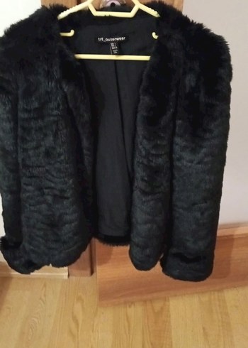 Zara Siyah Kadın Kürk Detaylı Midi Ceket - Görsel 7