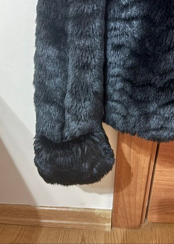 Zara Siyah Kadın Kürk Detaylı Midi Ceket - Görsel 5