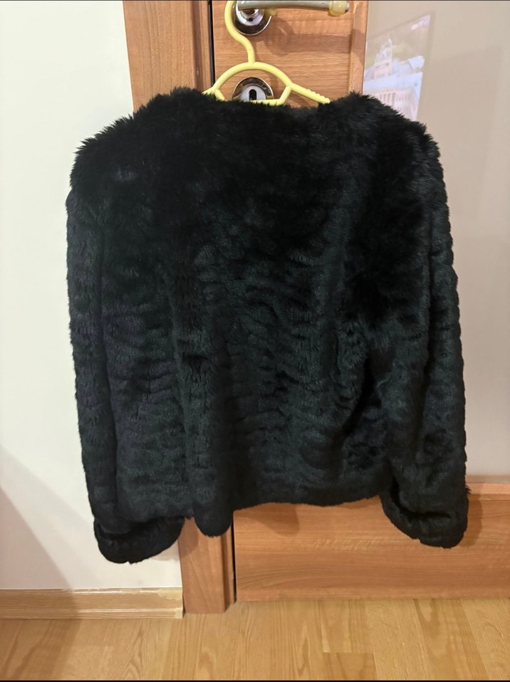 Zara Siyah Kadın Kürk Detaylı Midi Ceket - Görsel 4