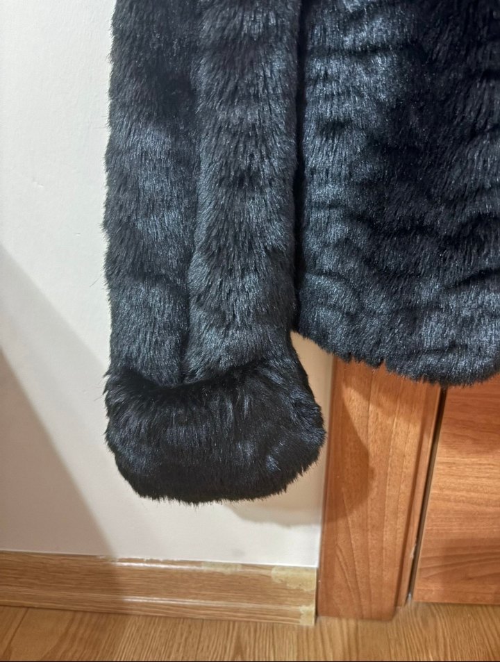 Zara Siyah Kadın Kürk Detaylı Midi Ceket - Görsel 5