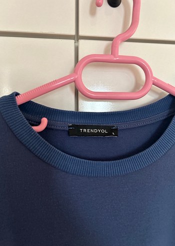 Mavi Kadın Sweatshirt - Rahat Kesim, Bisiklet Yaka - Görsel 4