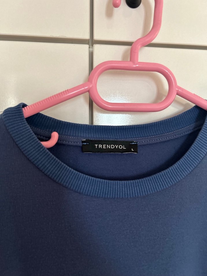 Mavi Kadın Sweatshirt - Rahat Kesim, Bisiklet Yaka - Görsel 4