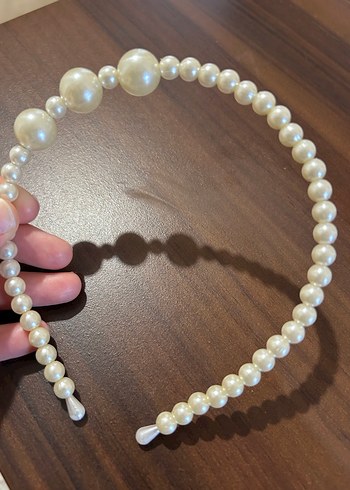 İnci Boncuklu Beyaz Saç Aksesuarı - Görsel 3