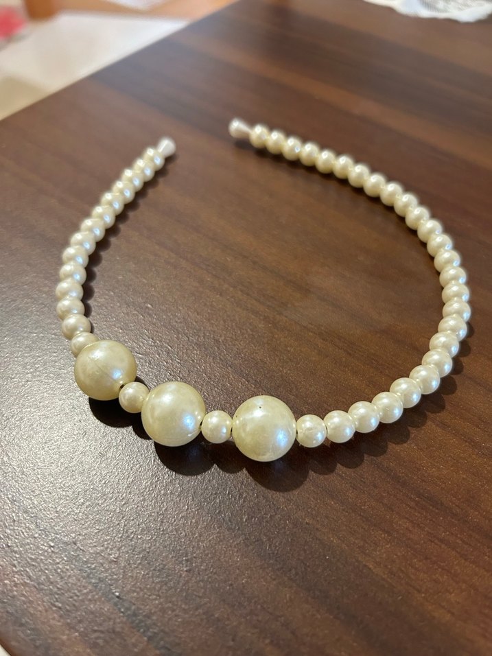 İnci Boncuklu Beyaz Saç Aksesuarı - Görsel 2