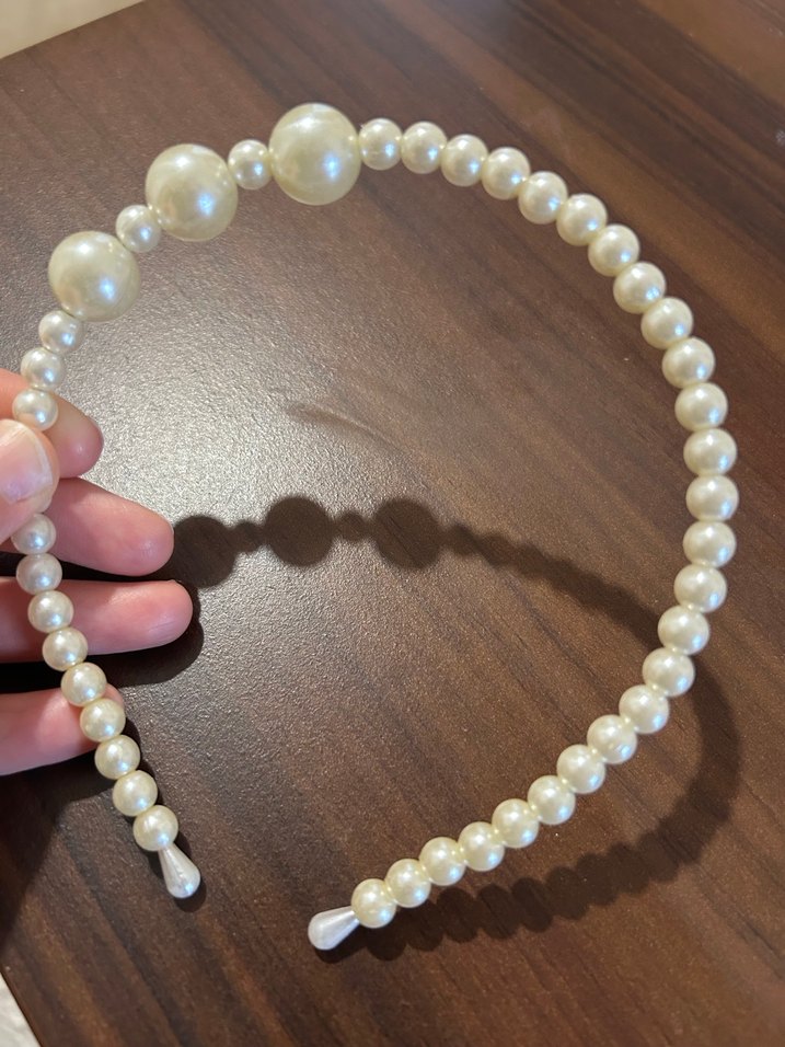 İnci Boncuklu Beyaz Saç Aksesuarı - Görsel 3